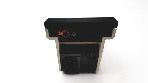 Black and silver corning pH meter 240 wall-mounted device with red and blue circular ports for reuse medical settings