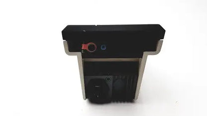 Black and silver corning pH meter 240 wall-mounted device with red and blue circular ports for reuse medical settings