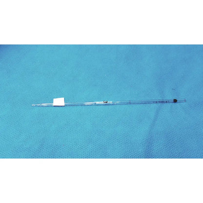 Clear glass corning pyrex 3ml reusable pipette with white label and black calibration markings for precise measurement