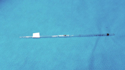 Clear glass corning pyrex 3ml reusable pipette with white label and black calibration markings for precise measurement