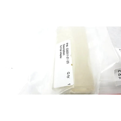 Clear plastic syringe adapter in transparent packaging bag labeled c00311-01-20 for reuse medical cosmed k4 b2 metabolic product