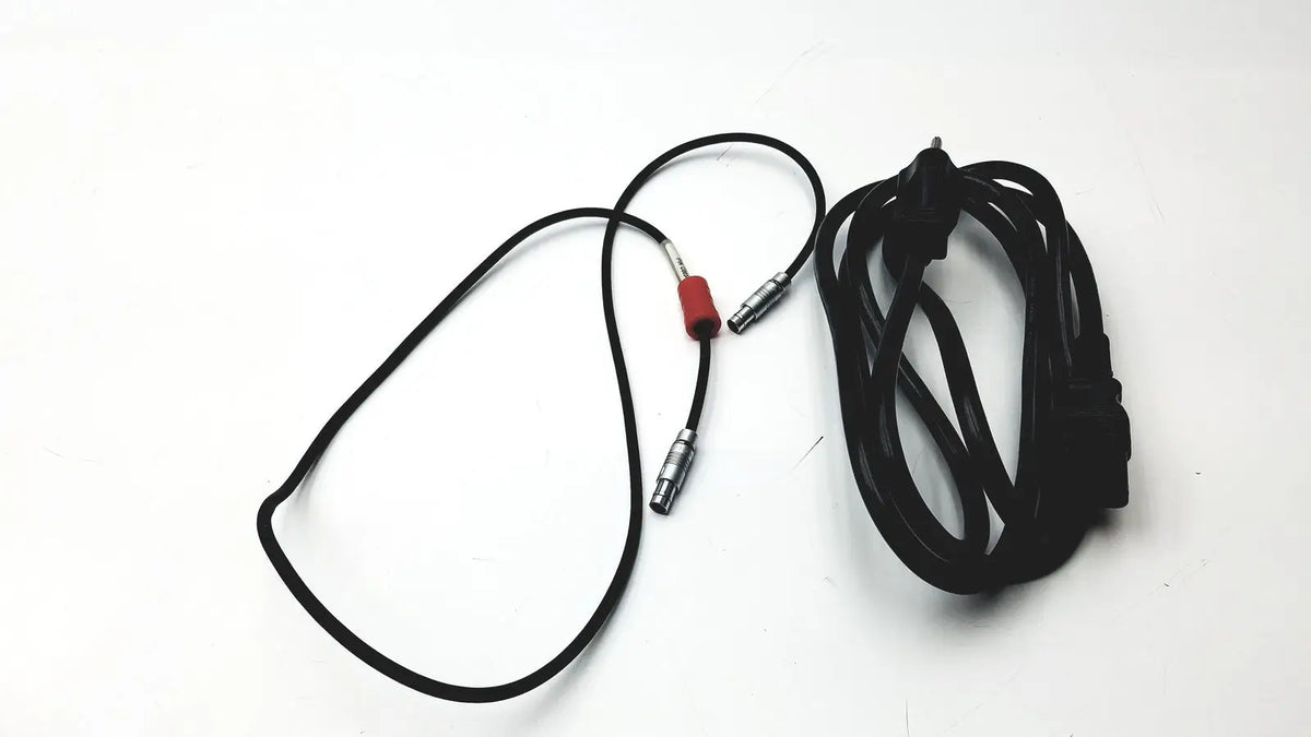 Cosmed k4 b2 metabolic black coiled power cable with red and silver connectors for reuse medical applications
