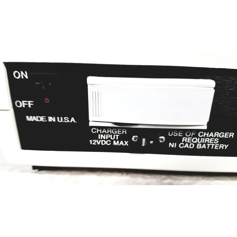 Black rectangular coulbourn bio system calibrator charger with white switch and 12vdc max input made in usa for reuse medical use