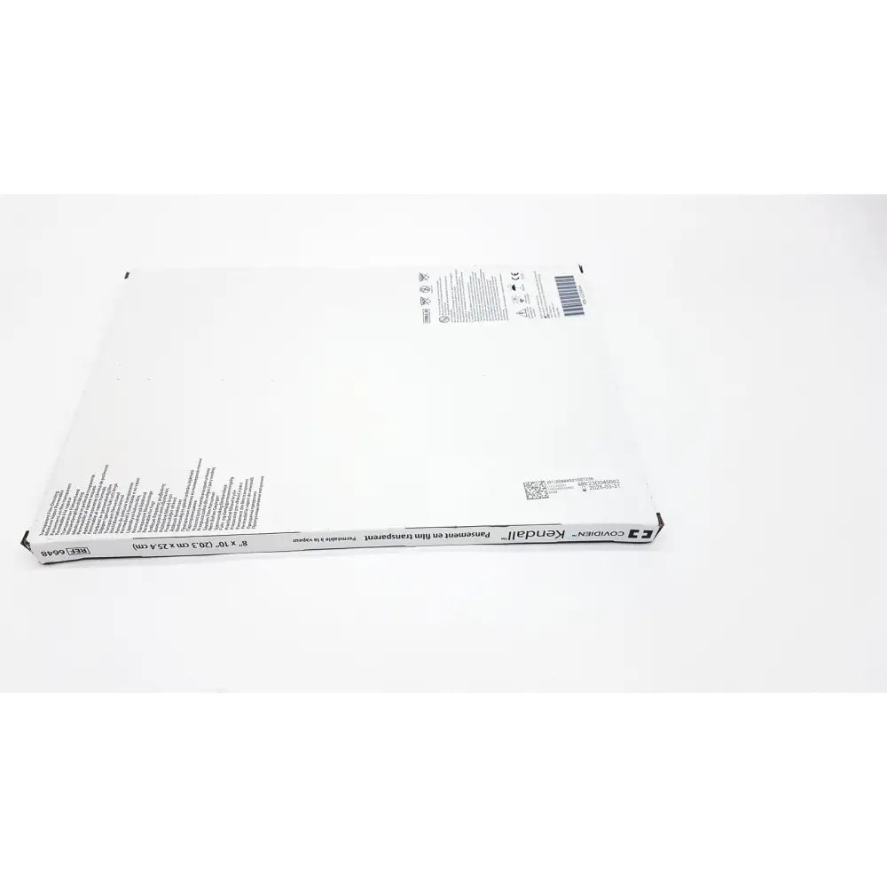 White cardboard box for covidien 6648kendall transparent film dressing 8x10 inches for wound management exp 2025