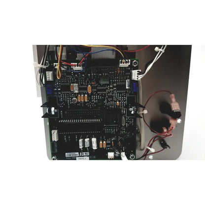 Black printed circuit board with colored wires in covidien genius 2 checker calibrator for reuse medical testing