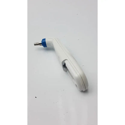 White plastic covidien genius tympanic thermometer ear irrigation device with blue cap and metallic nozzle