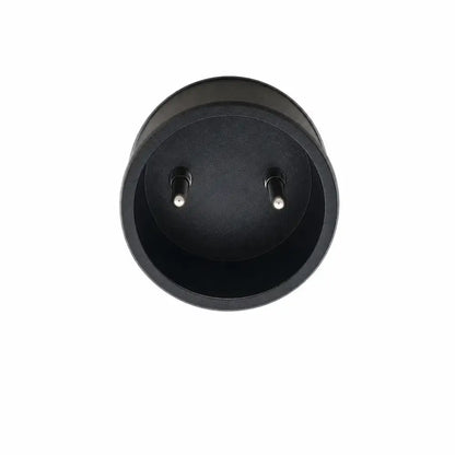 Black cylindrical plug with two metallic prongs on the back side of covidien kangaroo epump enteral feeding pump device