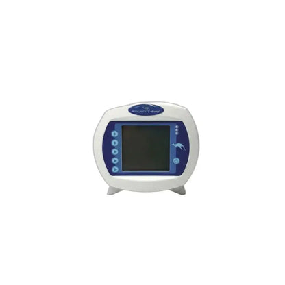 Covidien kangaroo epump enteral feeding pump device in white and blue with rounded screen and control buttons on left side
