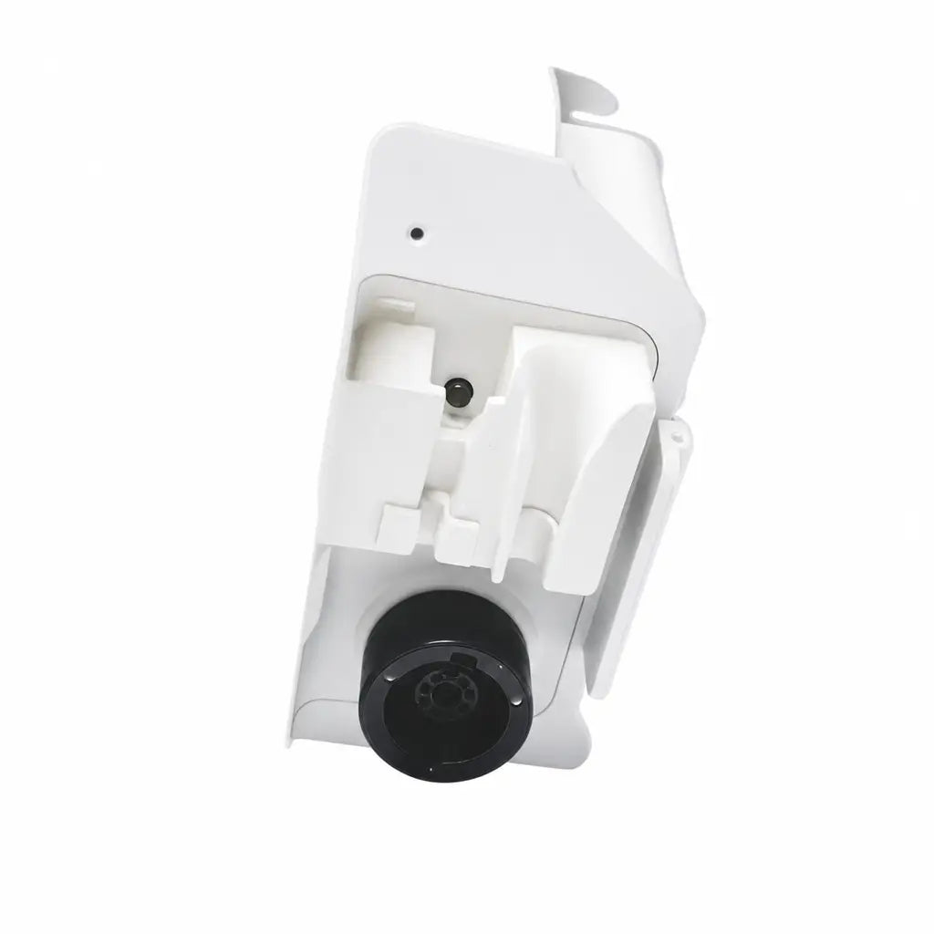White plastic security camera with black lens and mounting bracket on covidien kangaroo epump enteral feeding pump device
