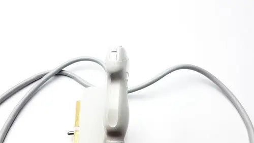 Gray handheld ultrasound transducer with curved handle and coiled cable for criticare 506nt3 series comfort cuff monitor
