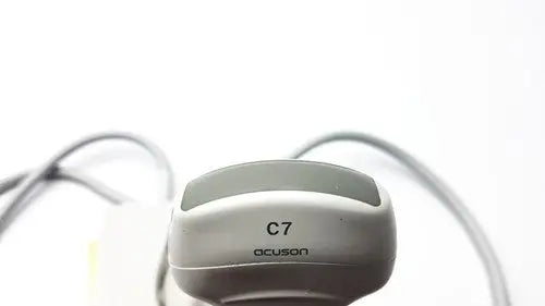 Silver-colored acuson c7 ultrasound transducer with matte finish for criticare 506nt3 series comfort cuff patient monitor
