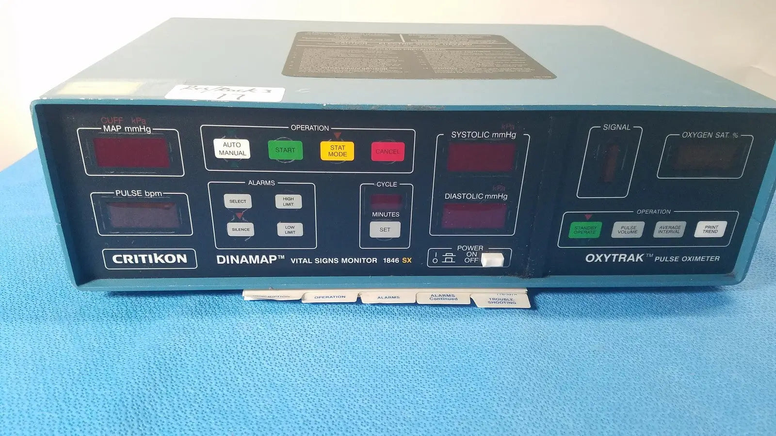 Reuse Medical Critikon Dinamap 1846 SX Vital Signs Monitor with Oxytrak Pulse Oximeter Other Medical & Lab Equipment, as-is (for parts) product photo 1