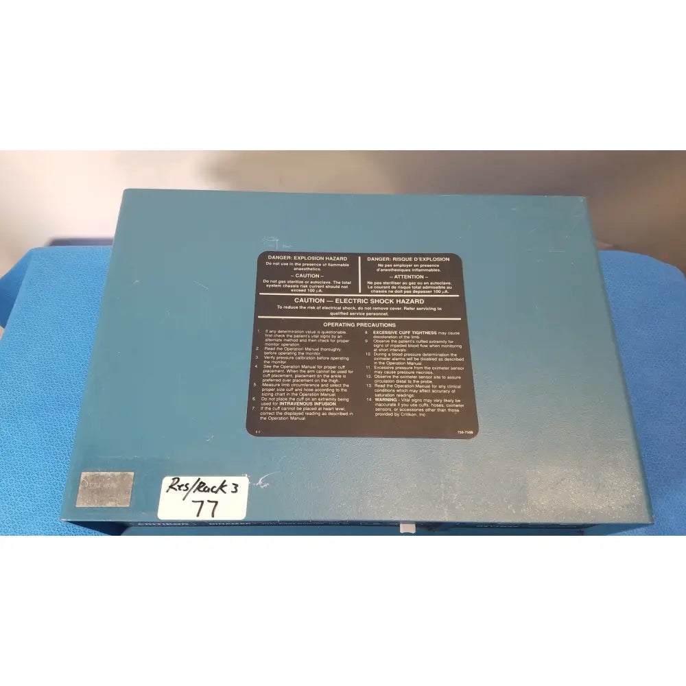 Teal industrial electrical panel of critikon dinamap 1846 sx vital signs monitor with oxytrak pulse oximeter label