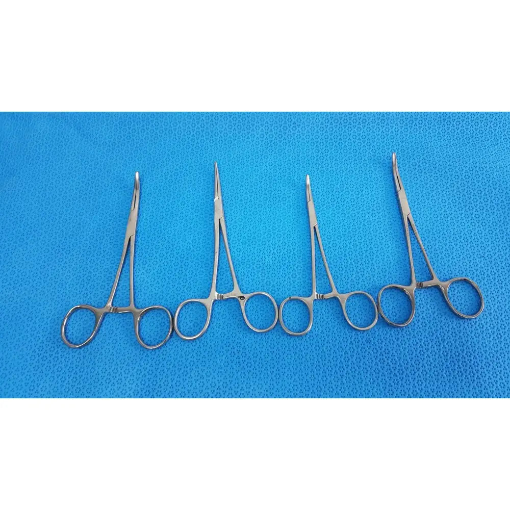 Reuse Medical Curved Locking Hemostatic Forceps – Stainless Steel Surgical Tool lot of 4 Forceps, Hemostats & Needle Holders, second-hand product photo 1