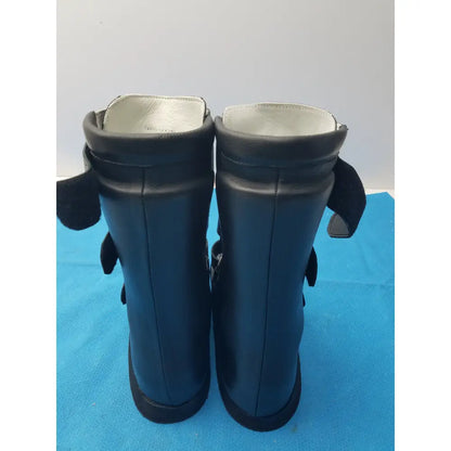 Custom Orthopedic AFO Medical Boots Black Leather Multi Strap Support Shoes Pair - Orthopedic AFO support boots