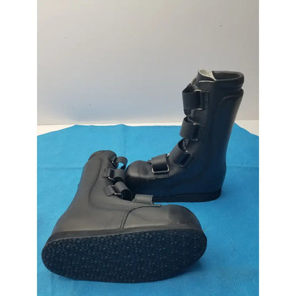 Custom Orthopedic AFO Medical Boots Black Leather Multi Strap Support Shoes Pair - Orthopedic AFO support boots