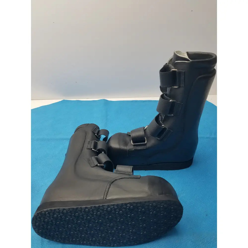 Custom Orthopedic AFO Medical Boots Black Leather Multi Strap Support Shoes Pair - Orthopedic AFO support boots