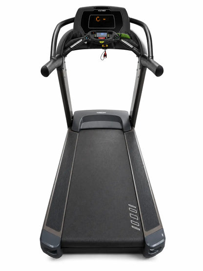 Black and gray cybex 770t commercial treadmill with digital display sturdy frame and textured running surface