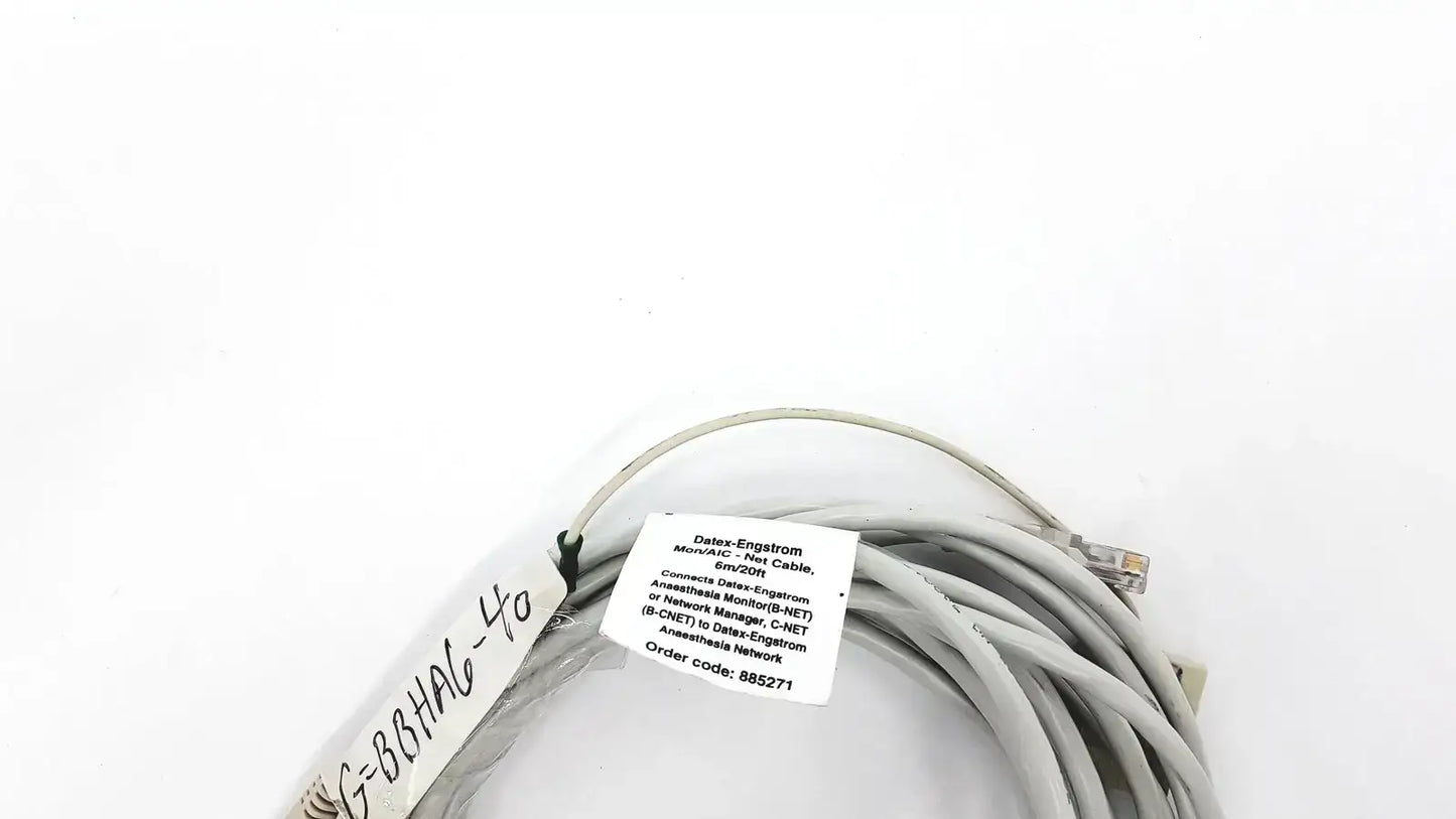 Datex Ohmeda Datex-Extension Mon/AIC Network Cable 6m/20ft Length - Order Code 885271 Medical Equipment Cable, second-hand product photo 6