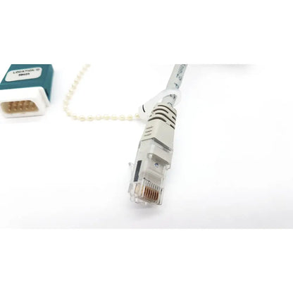 Gray network cable datex ohmeda 885269 with clear connector metallic contacts and white pearl chain 10ft length g-bbha6-4t