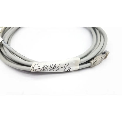 Gray Datex Ohmeda network cable with molded connector and white label c=bbha6-4r 10ft length Ethernet cable