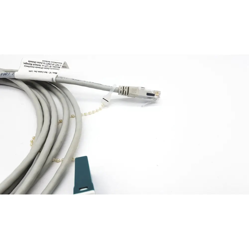 Gray Datex Ohmeda 885269 network cable with metallic RJ45 connector and pearl-like beads 10ft length g-bbha6-4t