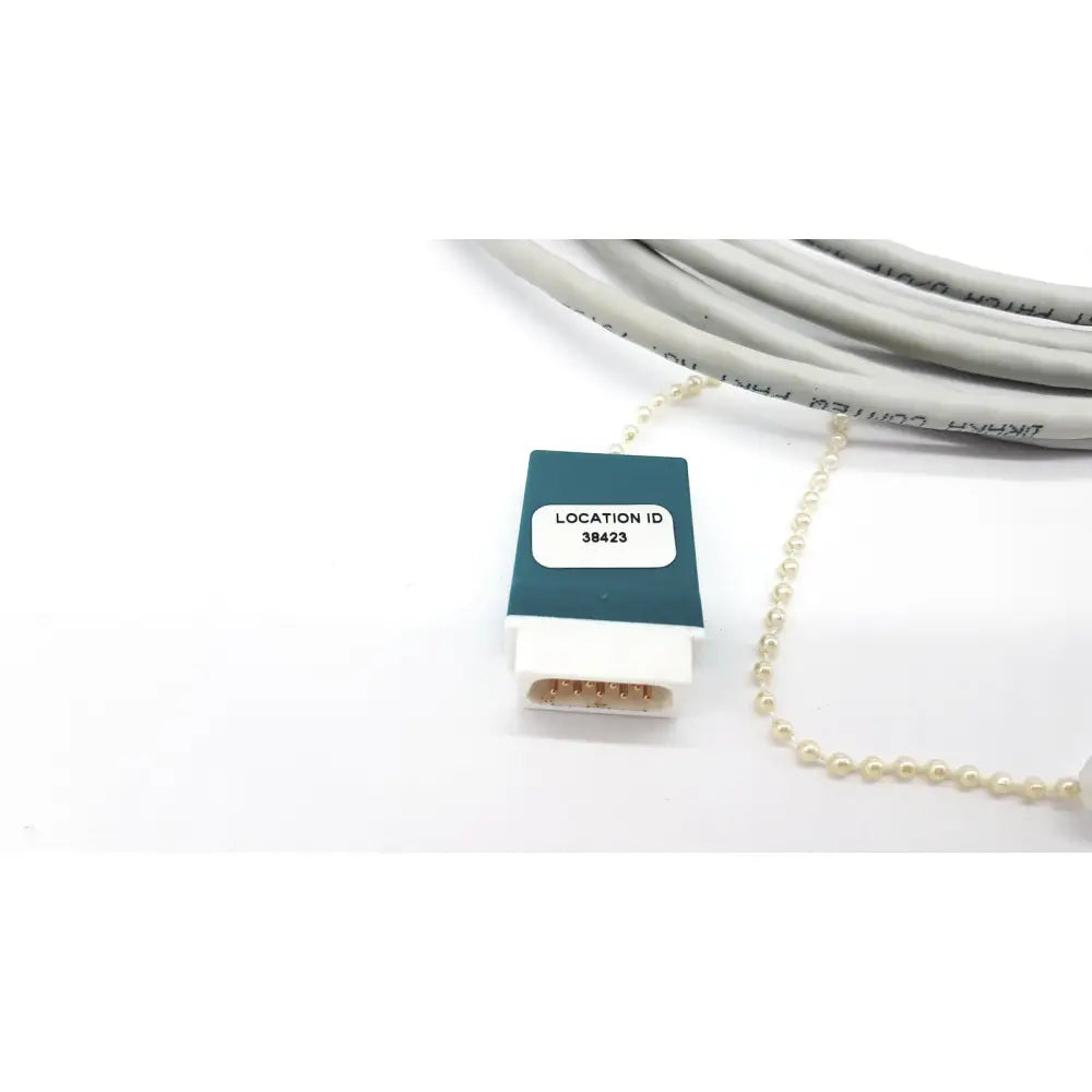 Teal and white Datex Ohmeda g-bbha6-4t medical network cable 10ft with attached pearl chain connector