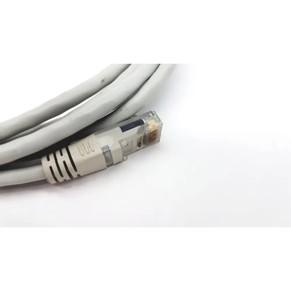Gray Datex Ohmeda network cable with clear connector and black strain relief 10ft length G-BBHA6-4T model