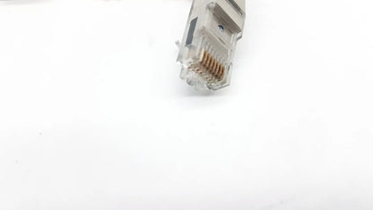 Clear plastic rj45 ethernet connector with metallic contacts on gray housing for Datex Ohmeda 10ft network cable g-bbha6-4t