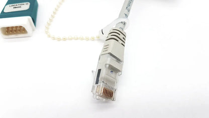 Gray network cable datex ohmeda 885269 with clear connector metallic contacts and white pearl chain 10ft length g-bbha6-4t