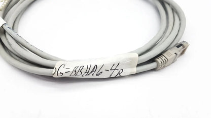 Gray Datex Ohmeda network cable with molded connector and white label c=bbha6-4r 10ft length Ethernet cable