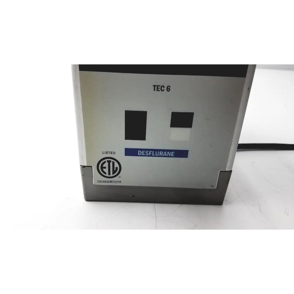 Silver metal datex ohmeda tec 6 desflurane anesthesia vaporizer with black display window for medical use