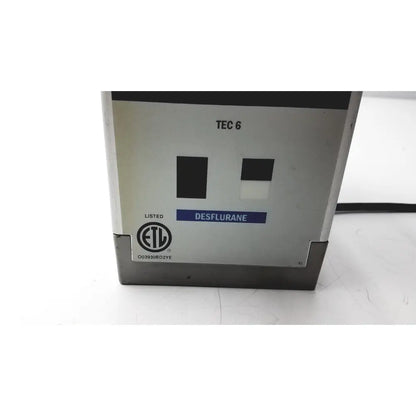 Silver metal datex ohmeda tec 6 desflurane anesthesia vaporizer with black display window for medical use