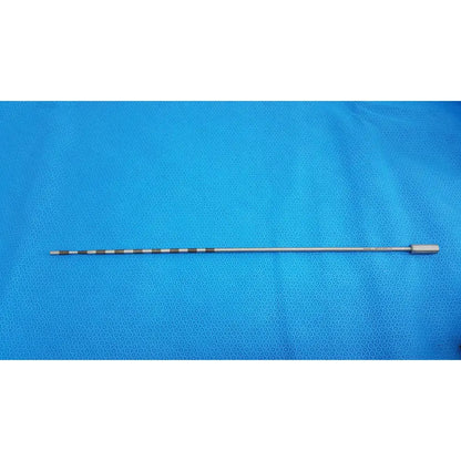 Davis + geck surgical instrument model 8381-01 with a metallic shaft featuring alternating black and silver stripes for reuse medical use