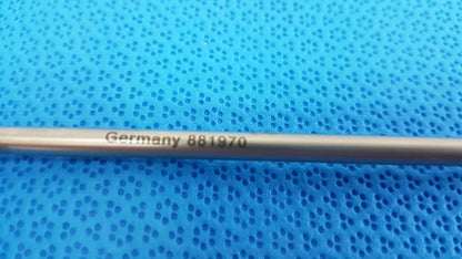 A sleek metallic cylindrical geck surgical instrument rod engraved with germany 881970 for precise surgical use