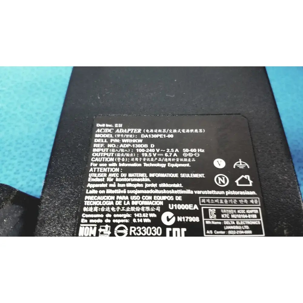 Dell 130W DA130PE1-00 AC Power Adapter CN-0WRHKW-48661-55J-CF1J-AO2 AC Power Adapter, second-hand product photo 3