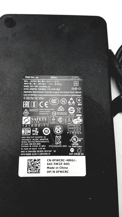 Dell 240W AC Adapter LA240PM160 GA240PE1-00 0FWCRC 19.5V 12.3A Charger AC Adapter, second-hand product photo 7