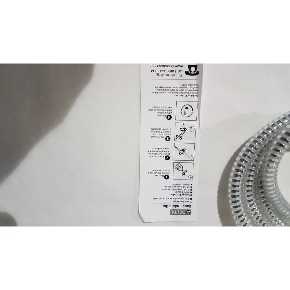 Clear flexible plastic shower hose with metallic finish and spiral ridges for delta 550pbbx h2okinetic raincan shower head