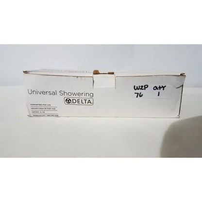 White cardboard box for delta 550pbbx h2okinetic raincan shower head in polished brass with multi-function features