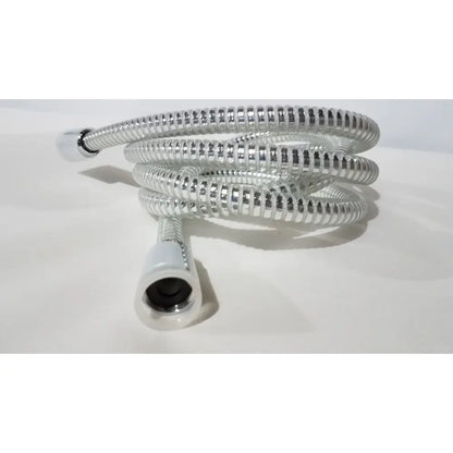 Silver flexible ribbed metal shower hose with chrome connectors for delta 550pbbx h2okinetic raincan shower head