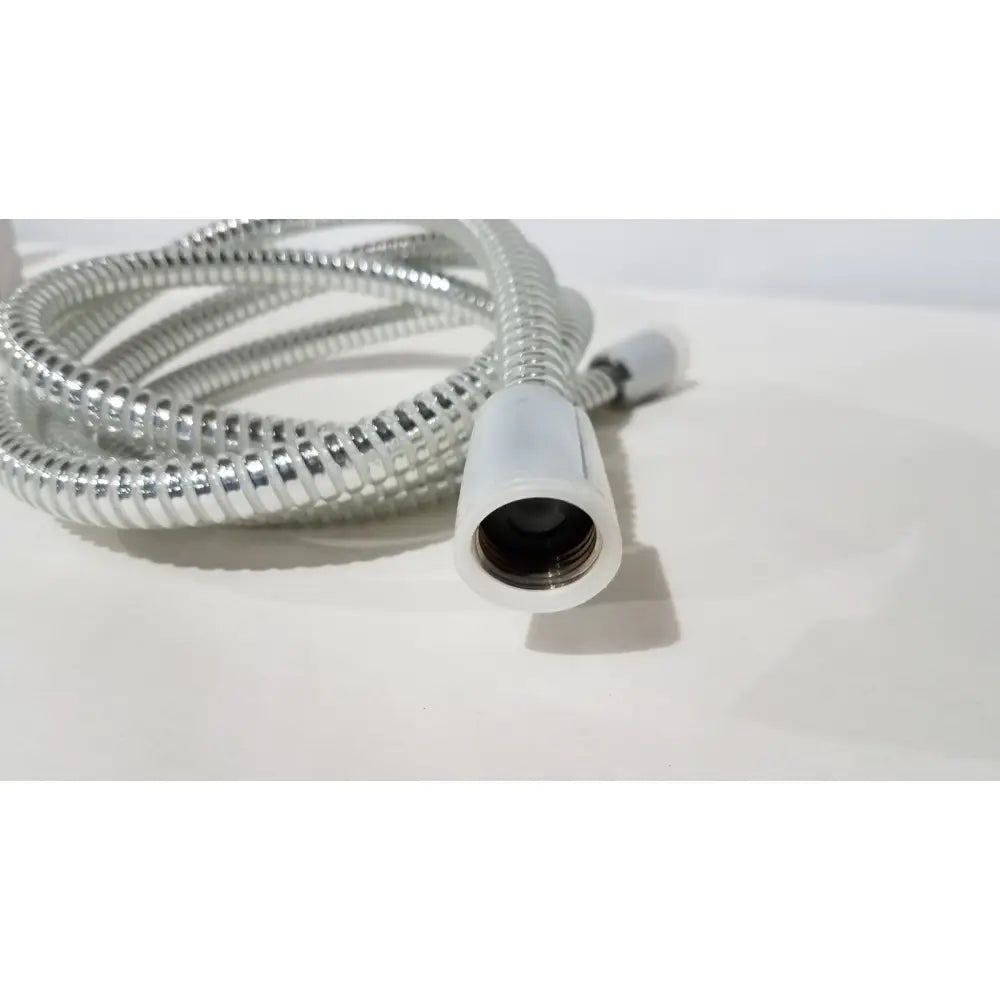 Silver flexible metal shower hose with white plastic connector for delta 550pbbx h2okinetic raincan shower head