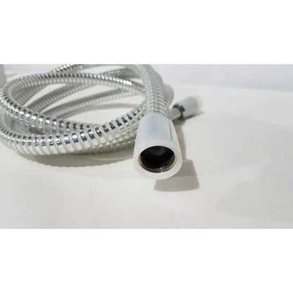 Silver flexible metal shower hose with white plastic connector for delta 550pbbx h2okinetic raincan shower head