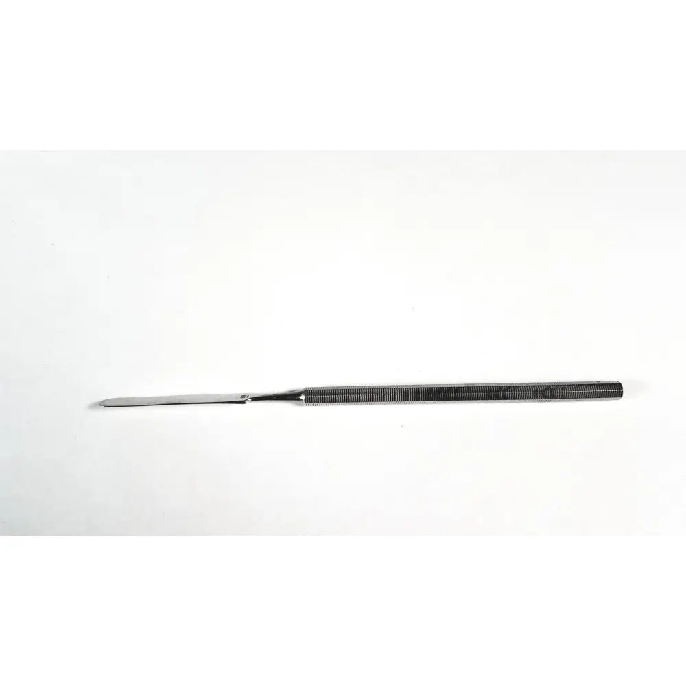 Dental usa spatula single end medium stainless steel metal nail file with textured ribbed handle and curved edge