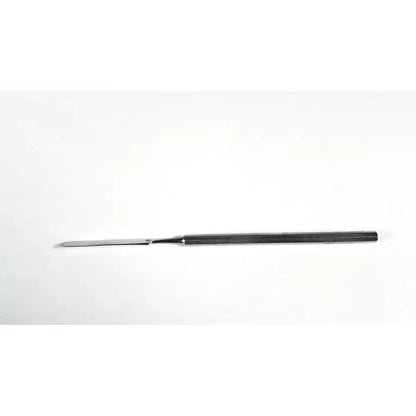 Dental usa spatula single end medium stainless steel metal nail file with textured ribbed handle and curved edge