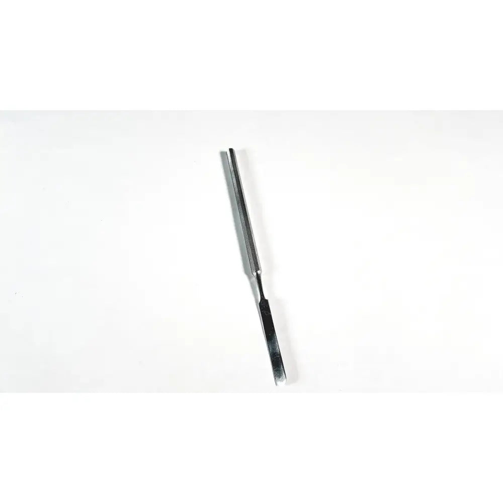 Dental usa spatula single end medium silver metal file with ridged surface and flat rectangular cutting end for surgical use