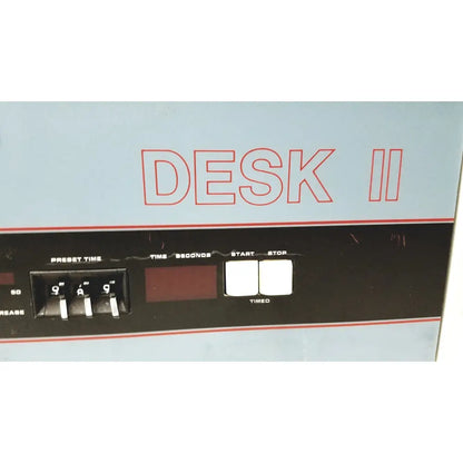 Light blue and black denton vacuum desk ii electronic timer with digital display and preset time dials for sputtering system