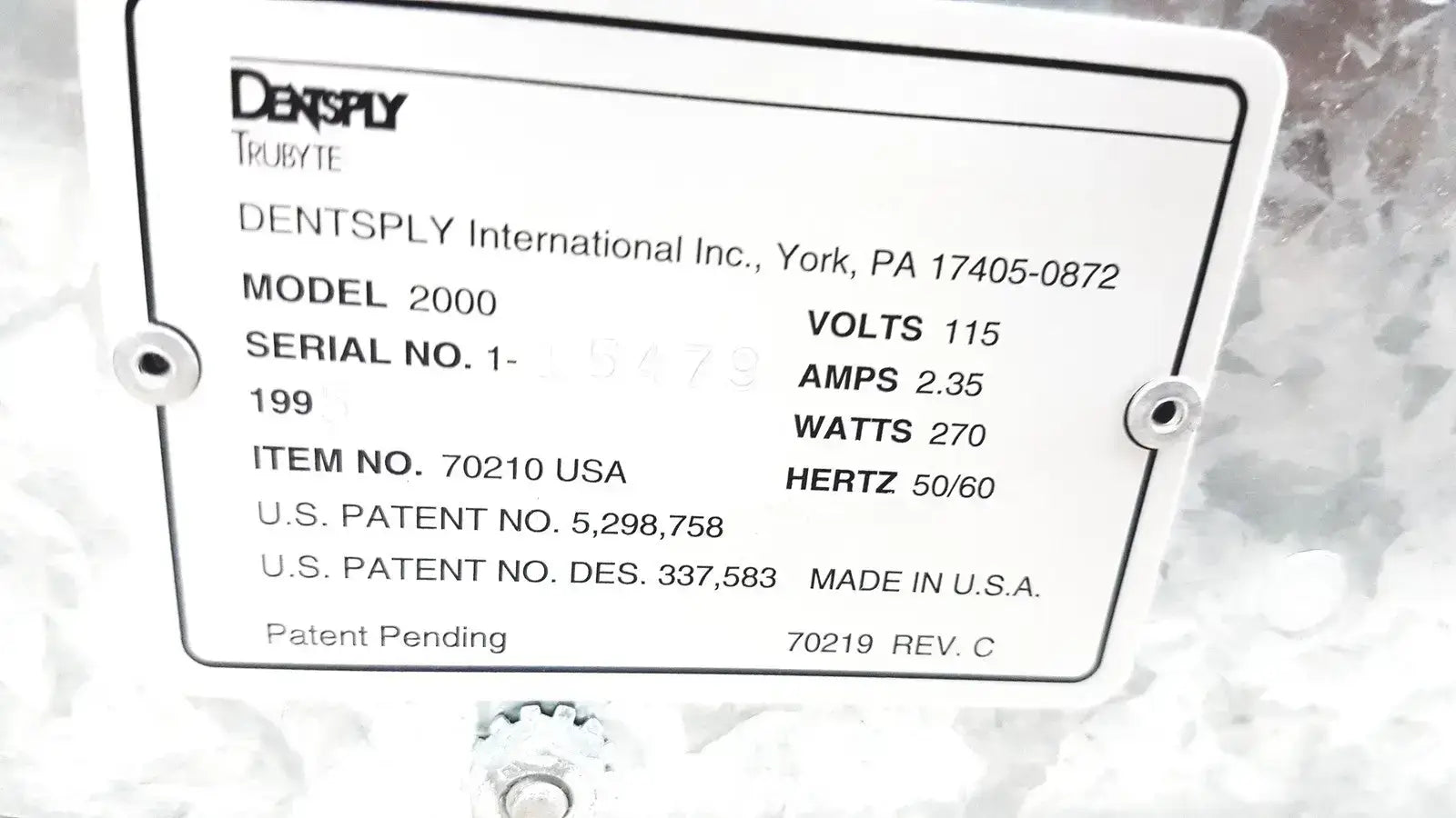 Dentsply TRUBYTE TRIAD 2000 Visible Light Curing Unit Visible Light Curing Unit, second-hand product photo 4