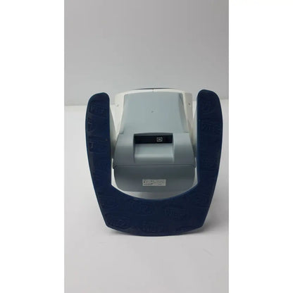 Gray hp thermal receipt printer with navy blue protective stand for depisteo vt1 vision screener use