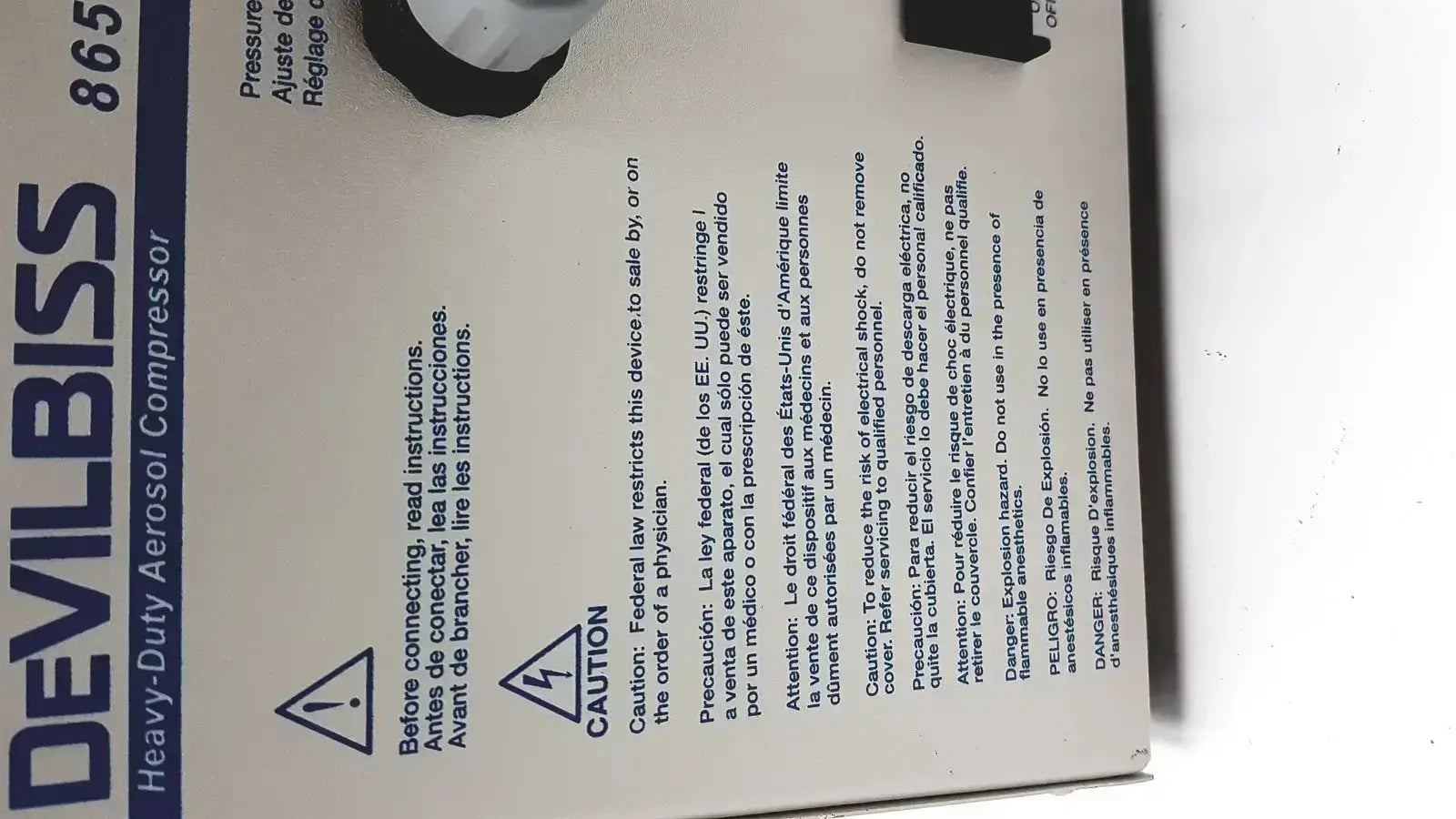 Unknown Devilbiiss Heavy Duty Aerrosol Comprressor 8650D Nebulizer Compressor, second-hand product photo 2