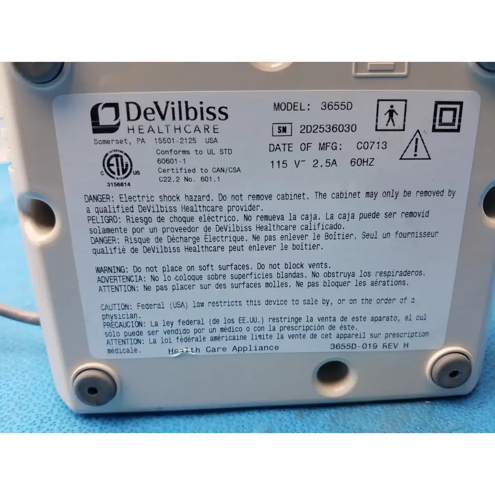 DeVilbiss 3655D Pulmo-Aide Compact Compressor Nebulizer System Compressor Nebulizer System, second-hand product photo 6